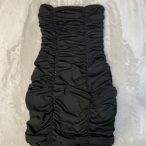 Black Ruched Mini Dress